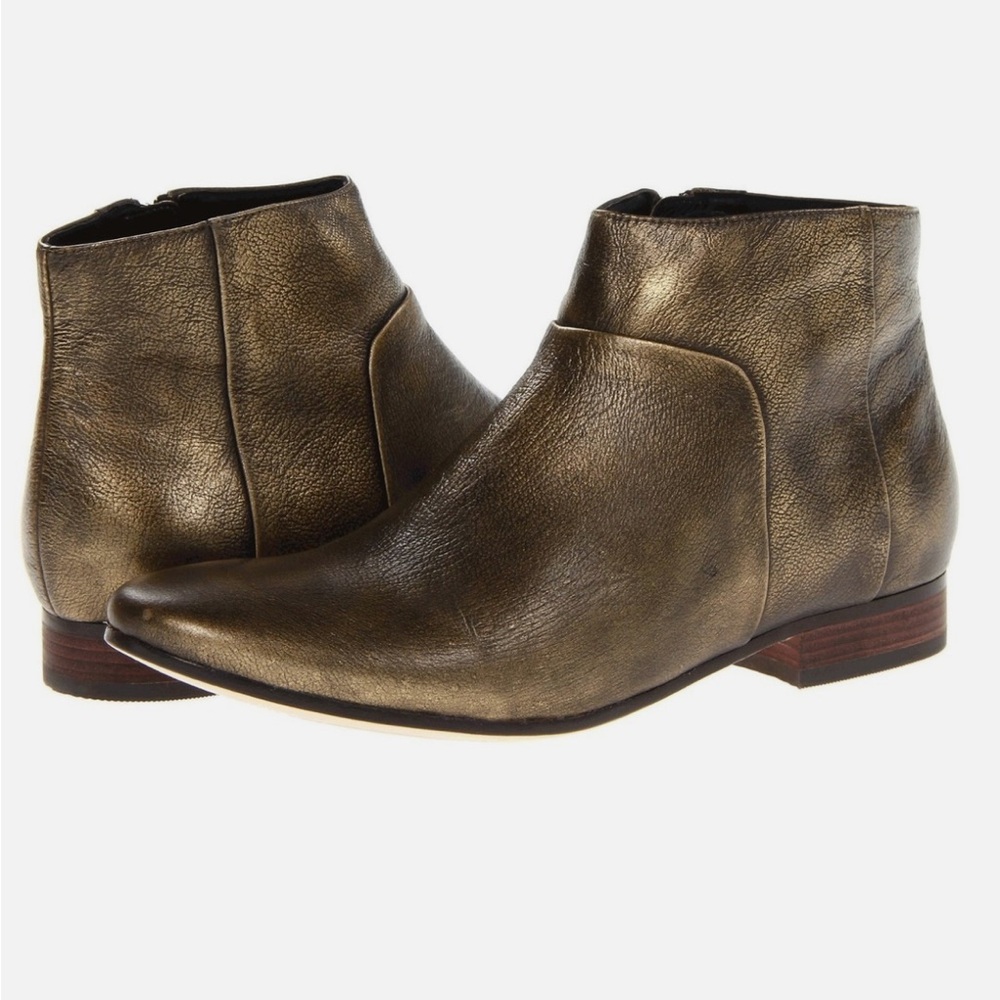 Cole Haan Metallic Bronze Leather Ankle Boots